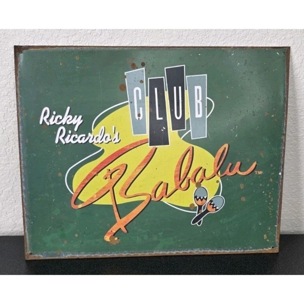 VINTAGE RICKY RICARDO'S CLUB Babalu I Love‎ Lucy Tin Sign Rustic 2004 CBS Metal
